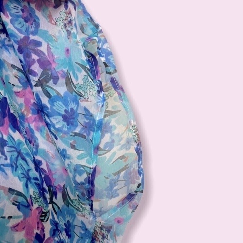 Steve Madden Sheer Floral Swimsuit Coverup Blue Pink Green Flowy Womens One Size - Picture 4 of 6